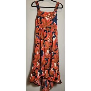 Who What Wear Maxi Dress Women's  Small Red Orange Floral Hi-Low Vacation Cruise